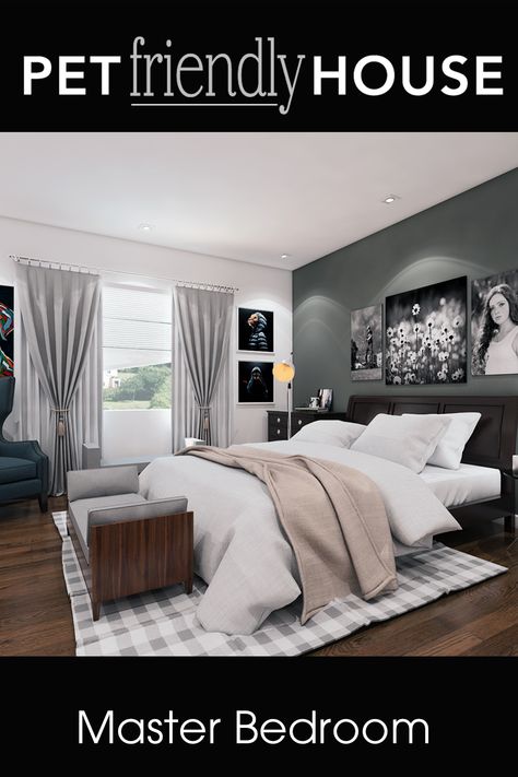 Check out the artist renderings of the master bedroom that will be part of the World's Most Pet Friendly House. The project will offically launch in 2021 . . . . . . . #house #homebuilder #home #interiordesign #dog #pet #dogs #animals #pets #furniture #2021#building #realestate #bedroom #beds #mattresses Dog Friendly Bedroom Comforter, Master Bedrooms Decor Dog Friendly, Pet Friendly Bedding Ideas, Pet Friendly Master Bedding, Dog Friendly Master Bedding, Pet Friendly Bedroom Ideas, Dog Friendly Bedroom Ideas, Adult Male Bedroom Ideas, Dogs Room