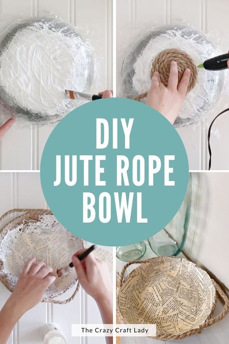 How to Make a Jute Rope Bowl - The Crazy Craft Lady Diy Jute Rope Projects, Twine Rope Crafts, How To Make A Rope Bowl, Rope Bowls Diy How To Make, Jute Rope Crafts, Nautical Rope Decor, Bunny Wreath Diy, Rope Curtain Tie Back, Diy Crafts Easy At Home