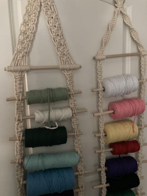 Cord Storage Organize Macrame Supplies, Macrame Cord Holder, Paracord Organization Ideas, Macrame Cord Organization, Macrame Cord Storage Ideas, Macrame Cord Storage, Macrame Storage Ideas, Macrame Storage, Functional Crafts