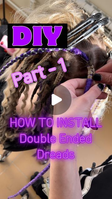 BasiliskHairs ⭐️ DREADS extensions on Instagram: "DIY 🔥 How to Install Dreads - PART 1  The video longer than allowed in the REEL - so we had to split it into two parts  ❗️PART 2 - NEXT VIDEO @basilisk_hairs   🌟HALF-EIGHT METHOD 🌟  🦄 This method allows you to install temporary dreadlocks at any length of your own hair. Yes-yes, even if your own hair to the waist and you want dreadlocks to the shoulders 💜 🦄 The neatest - you can braid all the short hair at the roots, and it will not frizz the whole time you use dreadlocks 👸🏼  🦄 The longest-lasting - one installation lasts for several months: until your own hair grows so much that you want to reinstall it 🕰  🦄 You can do it yourself, using a mirror. Or use the help of a friend - don't forget to show him/her the video 😄  ‼️ the vi Fairy Locks Dreads, Synthetic Dread Installation, Half Dreaded Hair Hairstyles, Install Dread Extensions, Curly Synthetic Dreads, How To Install Double Ended Dreadlocks, How To Braid In Dread Extensions, Braided In Dreads Extensions, Installing Double Ended Dreads