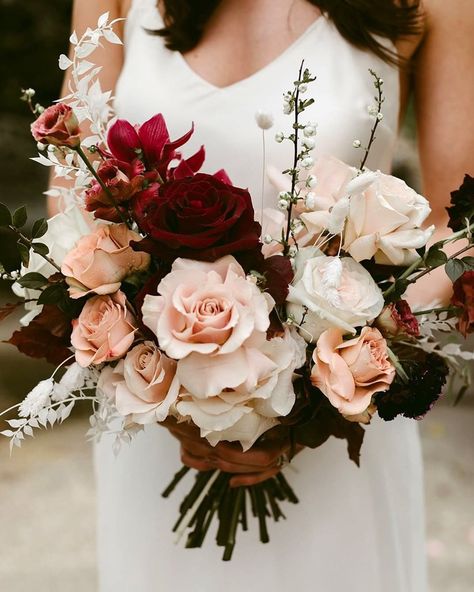 Fall Wedding Bouquets, Red Accents, Winter Wedding, Fall Wedding, Bouquets, Wedding Flowers, Blush, Roses, Flowers