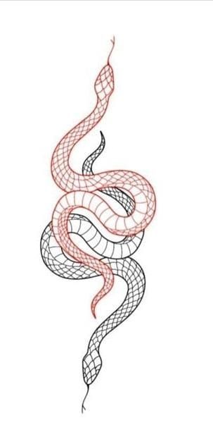 Red Outline Tattoo, Dragon Tattoo Outline, Black Red Tattoo, Simple Unique Tattoos, Black Snake Tattoo, Black Dragon Tattoo, Small Snake Tattoo, Red And Black Snake, Clavicle Tattoo