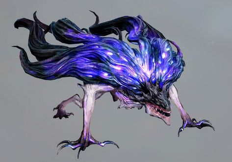 Galaxy Creature Art, Symbiote Character Design, Astral Monster, Four Armed Monster, Underdark Monsters, Jellyfish Monster, Void Creature, Space Character Design, Creatures Concept Art