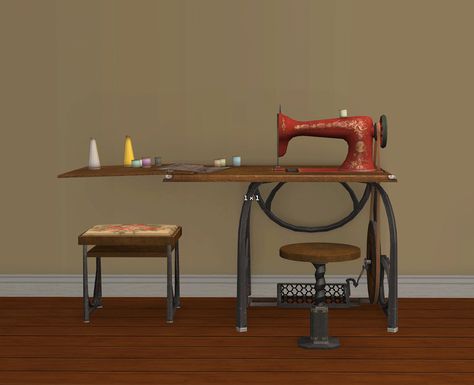 Sims 4 Cc Sewing Machine, Sims 4 Sewing Cc, Antique Sewing Table, Old Sewing Machines, Los Sims, Work Room, Cc Sims, Sims 4 Cc Finds, Ts4 Cc