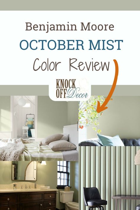 Benjamin Moore October Mist is a sage green paint color with deep warm undertones. Here's my full review of this great hue, plus what to best coordinate with it in your home. October Mist Benjamin Moore Kitchen Cabinets, Joanna Gaines Paint, Benjamin Moore Kitchen, Popular Color Schemes, Sage Green Paint Color, Sage Green Paint, Warm Paint Colors, Trending Paint Colors, Popular Paint Colors