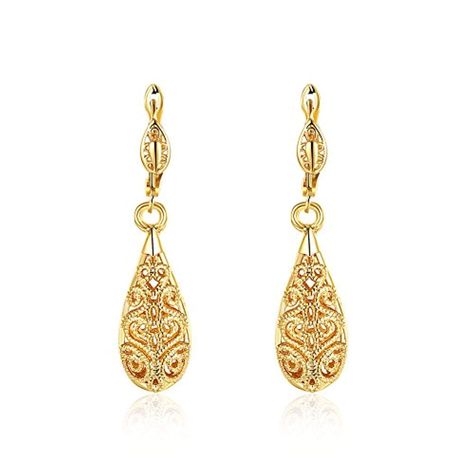 Earrings Gold Indian, Expensive Earrings, Water Drop Earrings, Dangle Earrings Gold, Flower Ear, Hypoallergenic Jewelry, Leverback Earrings, Gold Earrings Dangle, Gold Drop Earrings