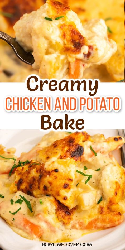 Recipes With Chicken And Potatoes, Chicken Potatoes And Carrots, Chicken Thigh Casserole, Chicken And Potato Casserole, Chicken Breast Casserole, Red Potato Recipes, Creamy Alfredo Sauce, Chicken And Potato, Recipe Using Chicken