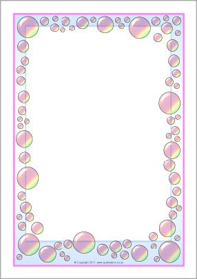 Bubbles-themed A4 page borders (SB4873) - SparkleBox Bubble Border Design, Colorful Border Frame, Border Design Ocean Theme, Mermaid Border Frame, Classroom Signs Printable, Kids Frames Border Landscape, Fairy Borders And Frames, Front Page Design, Border Templates