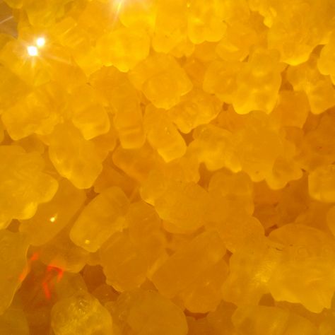 Mango gummy bears at 21 choices. Yellow Gummy Bears, Dandelion Aesthetic, Gummy Shark, Yellow Photography, Sweet Meat, Social Butterfly, Gummy Bear, Group Meals, Yellow And Blue