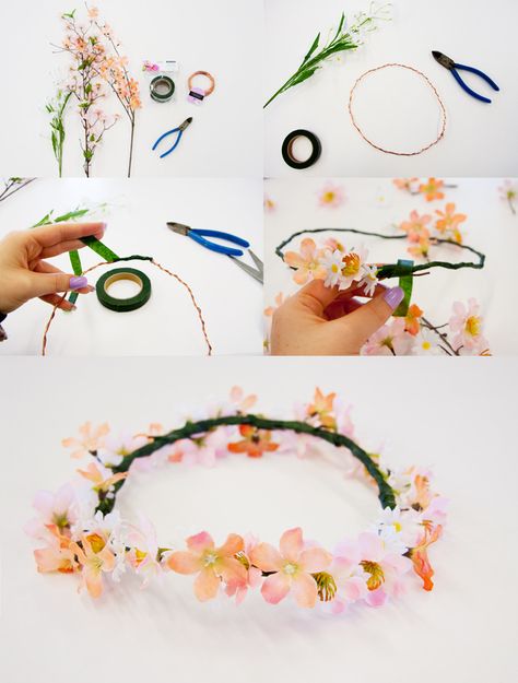 Make A Flower Crown, Diy Floral Crown, Crown Tutorial, Photo Props Diy, Flowers Crown, Headband Diy, Diy Flower Crown, Fleurs Diy, Diy Crown