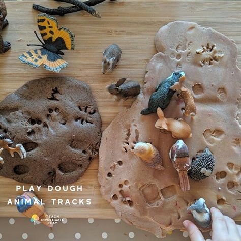 If you're looking for super simple play dough activities, it doesn't get any easier than this!⁣ .⁣ Simply pair animal figurines with play dough to help your little one explore tracks and footprints.⁣ .⁣ If you saw my infographic on pre-writing skills last Flisat Activities, Play Dough Animals, Cinnamon Play Dough, Play Dough Activities, Forest Animals Preschool, Habitat Diorama, Play Dough Invitation, Animals Activities, Playful Home