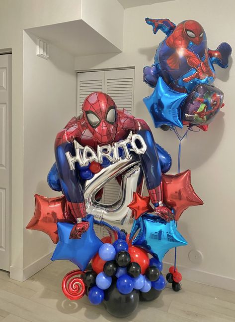 Superhero Birthday Party Decorations, Spiderman Balloon, Spiderman Christmas, Party City Balloons, Minnie Mouse Balloons, Spiderman Theme, Its A Boy Balloons, Avenger Birthday Party, Spiderman Birthday Party