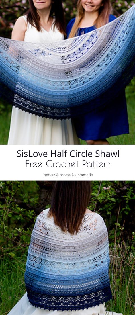 SisiLove Half Circle Shawl Feminine Crochet, Crochet Prayer Shawls, Knit Bolero, Crochet Shawl Free, Crochet Lace Shawl, شال كروشيه, Crochet Shawl Pattern Free, Crochet Triangle, Crochet Shawls And Wraps