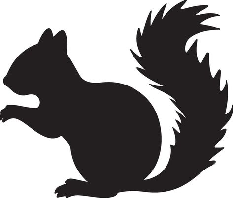 Squirrel Silhouette Vector Illustration White Background Squirrel Drawing, Squirrel Silhouette, Squirrel House, Silhouette Stencil, Arts Ed, Cityscape Photos, Nature Backgrounds, Woodland Creatures, Silhouette Svg