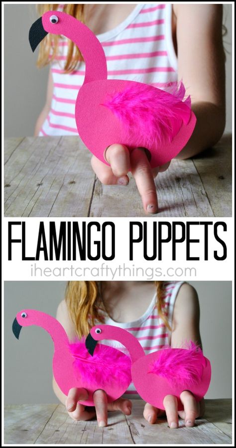 flamingo-craft-2 Flamingo Puppet, Diy With Kids, Flamingo Craft, Summer Moments, Summer Crafts For Kids, Camping Crafts, Childrens Crafts, Animal Crafts, Fun Summer