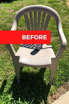 Has your outdoor furniture seen better days? Check out this easy DIY face lift idea and learn how to paint your old dirty plastic chairs to give them new life. #diy #plastic #chairs #makeover | sponsored Plastic Chair Makeover, Painting Plastic Chairs, Outdoor Plastic Chairs, Kursi Outdoor, Backyard Chairs, Plastic Outdoor Furniture, Plastic Chairs, Chairs Outdoor, Chair Makeover