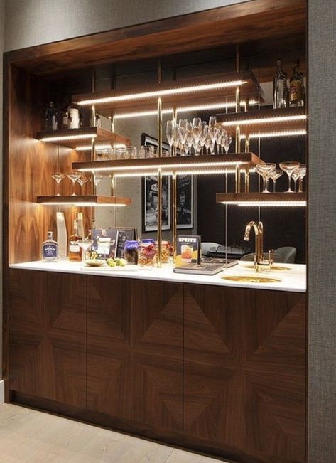 Home Bar Ideas Living Room, Bar In Living Room, Bar Nook, Mid Century Modern Bar, Bar Mini, Home Bar Cabinet, Home Bar Rooms, Modern Home Bar, Bar Sala