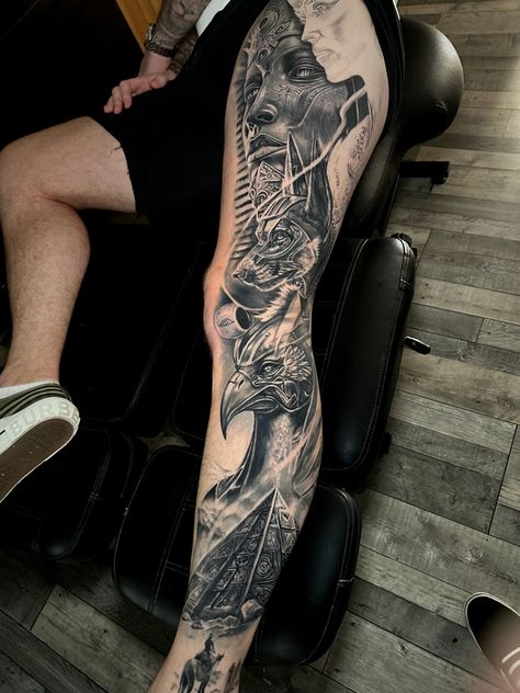 Egyptian themed sleeve tattoo Men Tattoo Leg Sleeve, Egyptian Tattoo Leg Sleeve, Egyptian Leg Tattoo, Egyptian Leg Sleeve, Egyptian Sleeve Tattoo, Egyptian Back Tattoo, Egyptian Sleeve, Tattoo Leg Sleeve, Egyptian Goddess Art