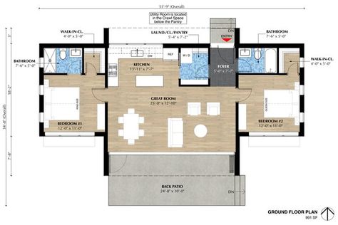 Passive Homes, 1000 Sq Ft House, Inspiring Architecture, Hotel Ideas, Apartment Floor, 2 Bedroom House Plans, Cabin Floor, Compact House, Cabin Floor Plans