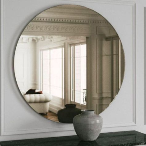 Bronze Tinted Mirror, Warm Bedroom Colors, Tinted Mirror, Warm Bedroom, Bronze Mirror, Circular Mirror, Mirror Glass, Silver Mirrors, Green Grey