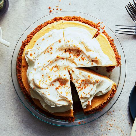 Pumpkin Chiffon Pie Recipe | Epicurious Homemade Chai Recipe, Desserts To Bake, Pumpkin Chiffon, Pumpkin Chiffon Pie, Chiffon Pie, Epicurious Recipes, Homemade Chai, Chocolate Chip Pecan Cookies, Gingersnap Crust