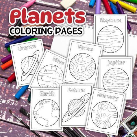 Space Color By Number, Planets Coloring Pages, Math Sets, Planets Coloring, Origami Printables, Space Math, Lap Book Templates, Planet Coloring Pages, Tracing Worksheets Free