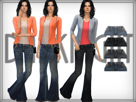 The Sims Resource: Distressed Flared Jeans by DarkNighTt • Sims 4 Downloads Die Sims 4, Play Sims 4, Womens Flare Jeans, Sims 4 Downloads, Sims Four, Sims 4 Update, Y2k Jeans, Sims 4 Cc Finds, Sims 4 Clothing