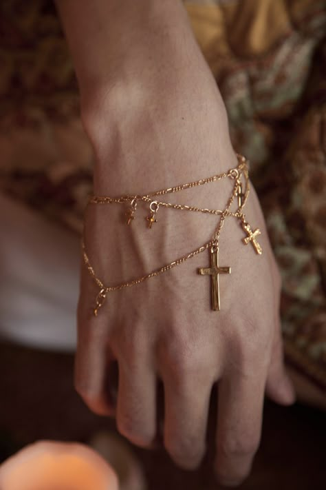 Archangel Layered Cross Bracelet – Stonehart Jewelry Different Crosses, Holier Than Thou, Layered Cross Necklace, Layered Crosses, Light Weight Jewelry, Catholic Jewelry, Classy Jewelry, Jewelry Lookbook, The Heavens