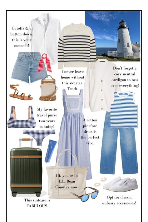 Maine Packing Guidee  #LTKSeasonal #LTKStyleTip #LTKTravel Packing For Maine In Summer, Maine Fashion Summer, Maine Summer Outfit, Maine Vacation Outfits, Maine Outfits Summer, Maine Outfits, Maine Fashion, Day Trip Outfit, East Coast Aesthetic