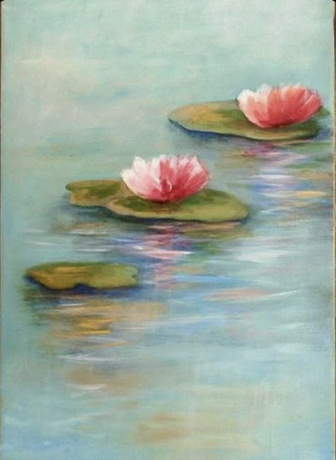 Waterlily Painting, Water Lily Drawing, Painting Water Lilies, Water Lilies Art, Lilies Drawing, Water Lilies Painting, Lotus Flower Art, Lotus Painting, Painting Water