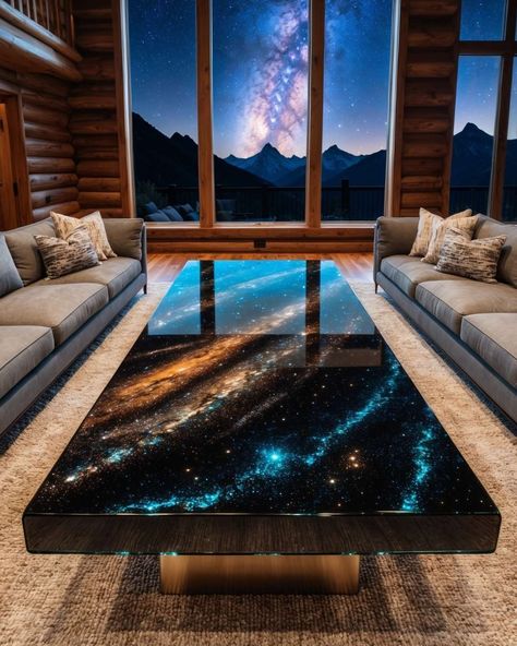 🌌 This breathtaking epoxy resin table captures the infinite beauty of the cosmos. With galaxies swirling beneath the surface, this table is not just a piece of furniture, but a window into the universe.🌠⁣ #resinart #interiorinspo #coffeetable #interiorinspiration #interiordecorating #tranquility #interiorstyle #decorating #interiør #woodwork #diningroom #homestyling #homeinterior #interiorandhome #decorator #designporn #iluminação #dowoodworking #furnituremaker #passion4interior #designinteri... Epoxy Resin Furniture, Resin Tables, Resin Countertops, Meridian Idaho, Live Edge Coffee Table, Epoxy Resin Table, Twinkling Stars, Resin Design, Resin Furniture