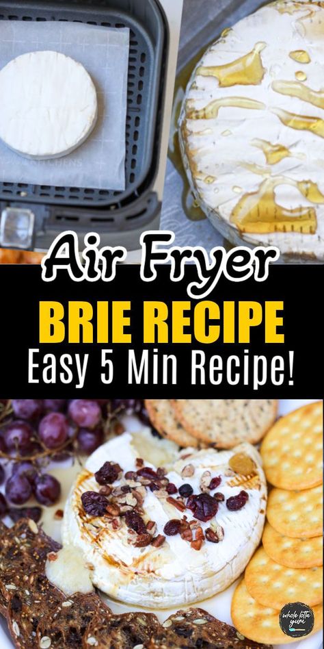 Cooking baked brie in the air fryer is super easy and just takes 5 minutes. Even better drizzled with honey. Brie in air fryer makes for the BEST cheese appetizer when you're looking for fall cheese recipes. Air Fryer Brie, Brie Recipes Easy, Brie With Honey, Baked Brie Honey, Honey Brie, Baked Brie Cheese, Brie Cheese Recipes, Baked Brie Appetizer, Baked Brie Recipes