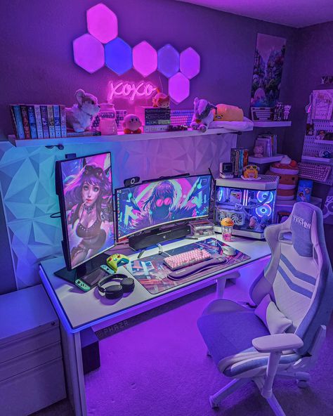 Happy Friday friends! Hope it's a good one! ✌️ Here's another look at Jadyn's setup since it seems to be popular 😆 . . . . . Shot with @samsungus S22 Ultra . . 〰️〰️〰️〰️ SUBSCRIBE TO MY YOUTUBE! youtube.com/c/PhazerOnest Link in Bio 〰️〰️〰️〰️ 👑 @Royalty.rgb Official Member 👑 〰️〰️〰️〰️ Affiliations: @sneakenergy @technisport @vyralteq 〰️〰️〰️ . . . . . . # TAGS 〰️〰️〰️〰️ #pcgaming #gamingsetup #pcsetup #rgbsetup #pcgamingsetup #setupgaming #pcbuild #deskspace #desksetup Couple Gaming Room Setup, Bedroom Gaming Setup, Microphone Podcast, Gaming Setup Bedroom, Games Room Inspiration, Gamer Bedroom, Home Studio Ideas, Mute Button, Best Gaming Setup