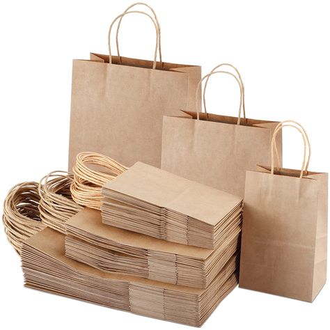 PRICES MAY VARY. ♻️【SUPER-VALUE PACK】90pcs kraft paper bags, in 3 sizes: Small 5.2x3.5x8", Medium 8x4x10", Large 10x5x12.6" (30 per size). Contains small, medium and large kraft paper bags to meet your different needs. 🎁 【HIGH-QUALITY MATERIAL】Our gift bags are made of 120 gsm paper, which is durable, recyclable, solid and safe to use. ♻ 【TOMNK CREATIVE PAPER BAGS】 These assorted sizes gift bags can stand independently and is easy to carry. We use durable heavy-duty glue to fix the twisted pape Brown Paper Bags, Small Paper Bags, Retail Bag, Retail Bags, Every Day Carry, Kraft Bag, Merchandise Bags, Goody Bags, Brown Paper Bag