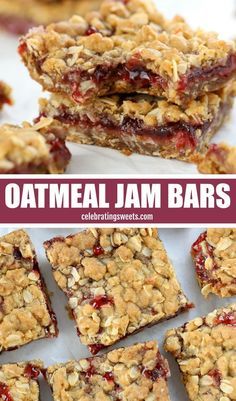 Oatmeal Jam Bars, Celebrating Sweets, Oatmeal Bars Recipes, Jam Bars, Breakfast Bars Recipe, Healthy Calories, Brown Sugar Oatmeal, Medicine Tips, Easy Oatmeal