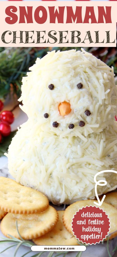 snowman cheeseball Christmas Eve Dinner Ideas Families, Easy Christmas Eve Dinner Ideas, Easy Christmas Eve Dinner, Christmas Party Appetizer Ideas, Tree Veggie Tray, Cheese Ball Christmas, Unique Holiday Recipes, Christmas Cheeseball, Snowman Cheese Ball