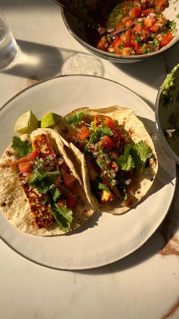 E D E N G R I N S H P A N on Instagram: "Follow @edeneats for more recipes ✨ These tacos. I don’t know how I have never halloumi in a taco before and now...there is no going back The sweet and spicy halloumi paired with a creamy guac and bright and fresh pico 🤌🏼 Honey and Chili Halloumi Tacos with Guac and Pico Makes 4 tacos INGREDIENTS • 1 package of halloumi • 2 tablespoons honey • 1 tablespoon extra virgin olive oil • 1 tsp Aleppo or chili flakes • ¼ tsp ground cumin • 4 f Halloumi Tacos, Taco Ingredients, No Going Back, More Recipes, Chili Flakes, Corn Tortillas, Virgin Olive Oil, Food Presentation, Cookbook Recipes