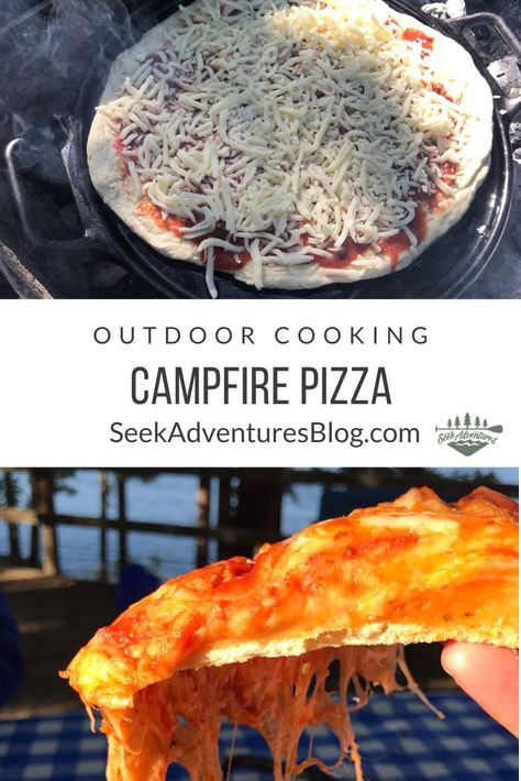 How To Make Pizza While Camping, Pizza Over A Campfire, Camping Pizza Recipes, Camping Pizza, Bubble Pizza, Campfire Pizza, Campfire Meals, Stuffed Breads, Camping Oven