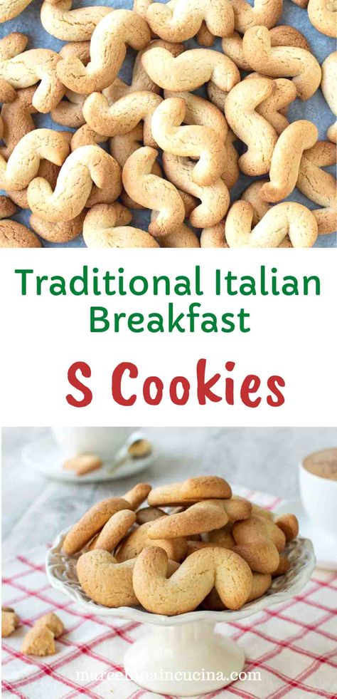 These Italian S Cookies are loaded with fragrant lemon, and delicious vanilla and sweetened with just the right amount of sugar. #ItalianSCookies #SCookies #ItalianCookies Italian Cookie Recipes Traditional, Fig Recipes Dessert, Italian Biscotti Recipe, Lemon Biscotti, Italian Biscuits, Vanilla Biscuits, Sesame Cookies, Italian Breakfast, Italian Christmas Cookies