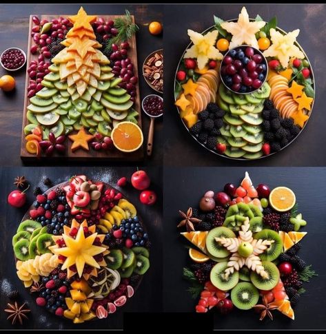 Fruit Boards, Make Ahead Christmas Appetizers, Fruit Christmas, Fruit Christmas Tree, Christmas Platter, Decorações Com Comidas, Christmas Recipes Appetizers, Christmas Fruit, Party Food Platters