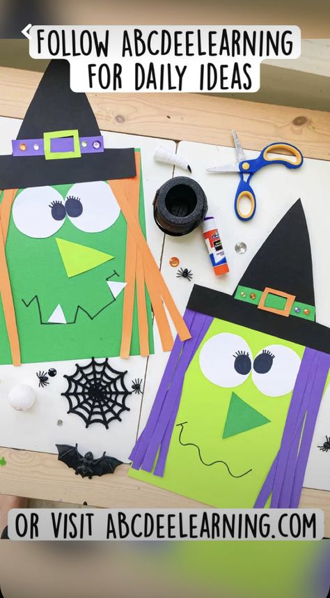 Fun Halloween Crafts For Kids, Halloween Art Projects, Halloween Crafts Preschool, Halloween Kindergarten, Construction Paper Crafts, October Crafts, Halloween Classroom, Fun Halloween Crafts, Halloween Arts And Crafts