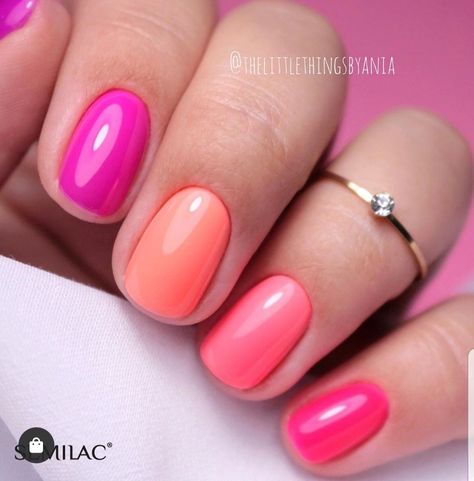 Simple Summer Nails Gel, Orange Lollipop, Gel Nail Colours, Pink Gel Nails, Nail Colours, Gel Nail Colors, Bright Nails, Manicure Ideas, Shimmer And Shine