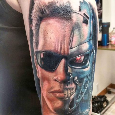 Terminator Drawing, Isaiah Tattoo, Terminator Tattoo, Creative Tattoo, Tattoo Design Ideas, E Tattoo, Popular Tattoos, Terminator, Creative Tattoos