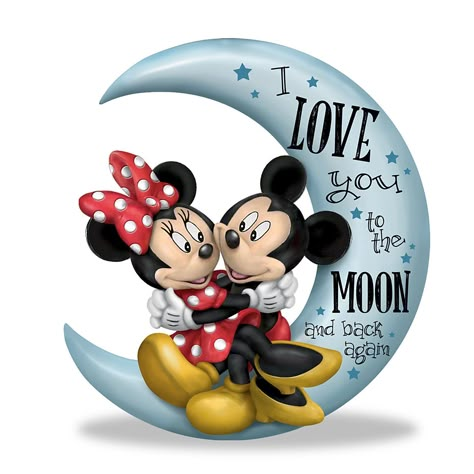 I Love You to the Moon and Back Again Disney Figurine Mickey And Minnie Kissing, Mickey Mouse And Minnie Mouse, To The Moon And Back, Mickey And Minnie, To The Moon, The Moon, Minnie Mouse, I Love You, Love You