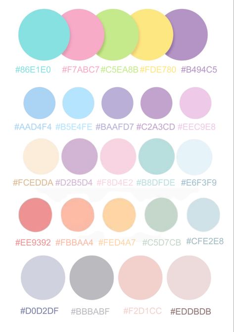 Pastel Colour Hex Codes, Summer Color Hex Codes, Hex Color Palette Pastel, Pastel Colours Palette, Note Taking Color Palette, Pastel Color Palette Hex Codes, Pastel Pallete Colour, Pastel Hex Codes, Color Schemes Pastel