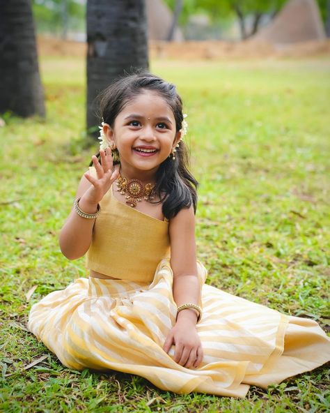 Haldi Function Dress For Sister, Zara Zyanna, Newborn Baby Dresses, Kerala Wedding, Girls Dresses Diy, Ponytail Hairstyles Easy, Indian Baby, Baby Shoot