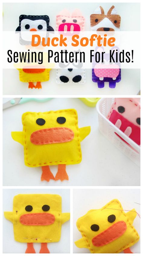 Make Your Own Stuffed Animal, Sewing Project For Kids, Duck Crafts, Felt Toys Patterns, Kids Video, Felt Crafts Diy, Animal Sewing Patterns, Project For Kids, Simple Sewing