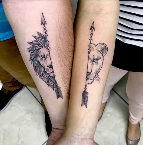 Tattoo Ideas For Love, Couples Lion Tattoo, Matching Couple Tattoo, Couple Tattoo Ideas, Infinity Couple Tattoos, Him And Her Tattoos, Couple Tattoos Love, Couple Tattoos Unique Meaningful, Think Tattoo