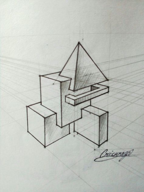 Building Elements Sketches, Easy Architecture Sketches For Beginners, Intersecting Shapes, Pencil Sketches Landscape, Layered Architecture, Geometric Shapes Drawing, Landscape Design Drawings, Perspective Drawing Lessons, Interior Architecture Drawing