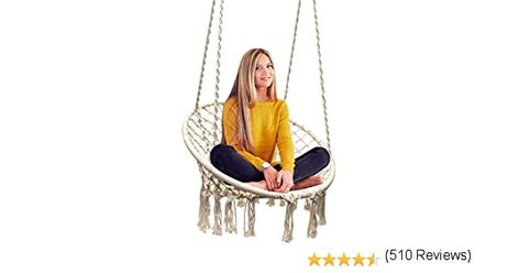 Sorbus HNGRP-CHRA Hammock Chair Macrame Swing, 265 Pound Capacity for Indoor/Outdoor Home, Patio, Deck, Yard, Garden, White: Amazon.ca: Patio, Lawn & Garden Cute Picture Ideas, Ceiling Chair, Chair Macrame, Hanging Rope Chair, Macrame Hammock Chair, Macrame Hammock, Macrame Swing, Rope Chair, Rope Hammock